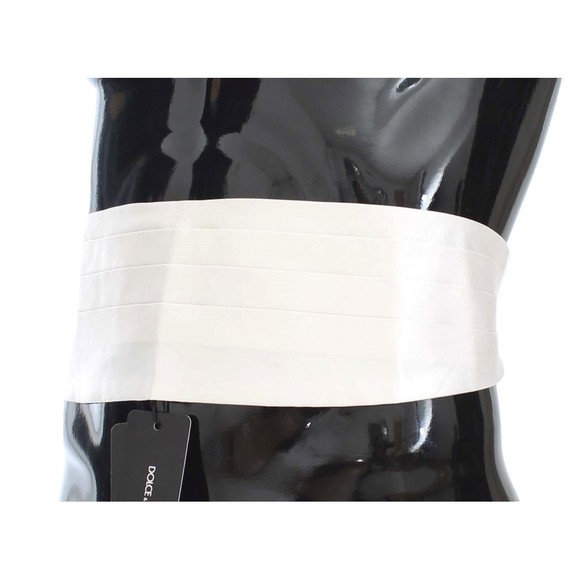 Dolce & Gabbana White Smoking Belt Silk Cummerbund - Picture 2 of 6